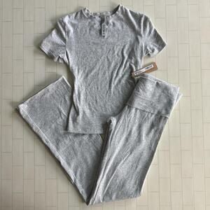 SKIMS Cotton Jersey T-Shirt/Fold Over Pant - Light heather grey XS*